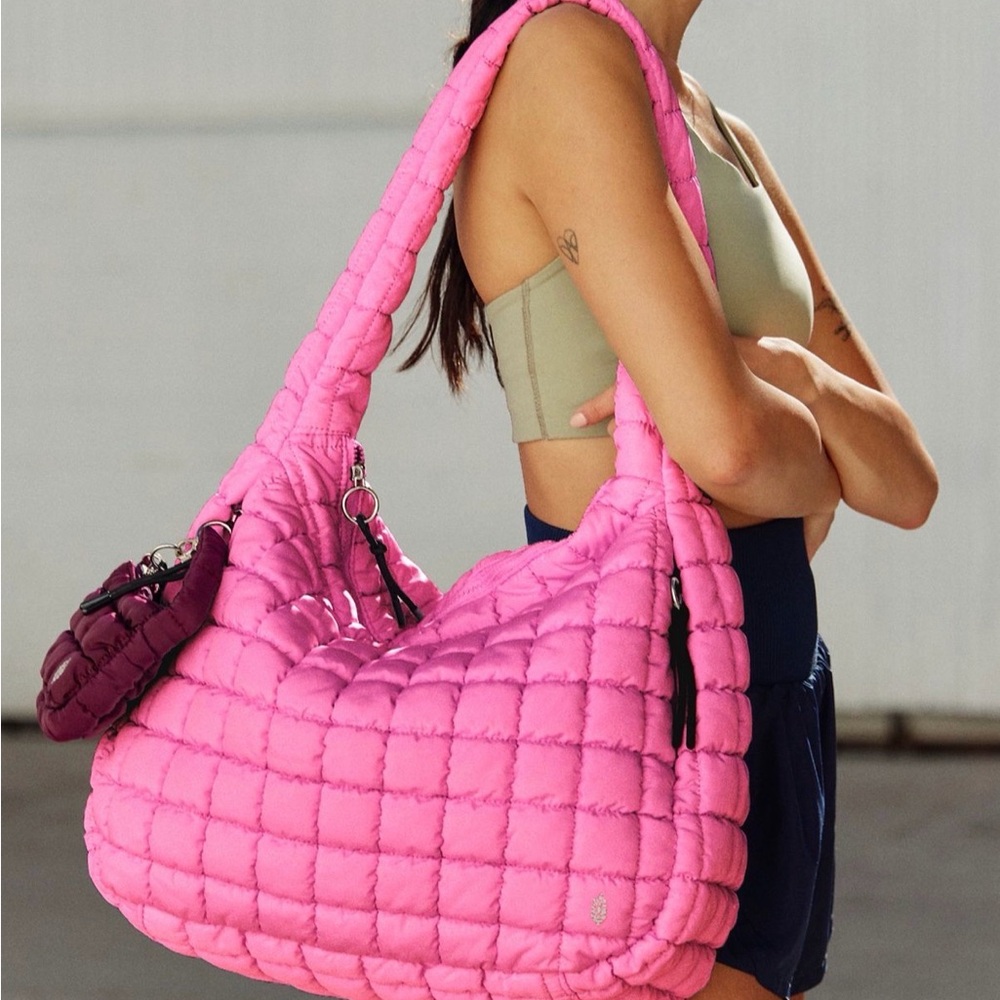 Free People Quilted Carryall Bag in Bubblegum Pink